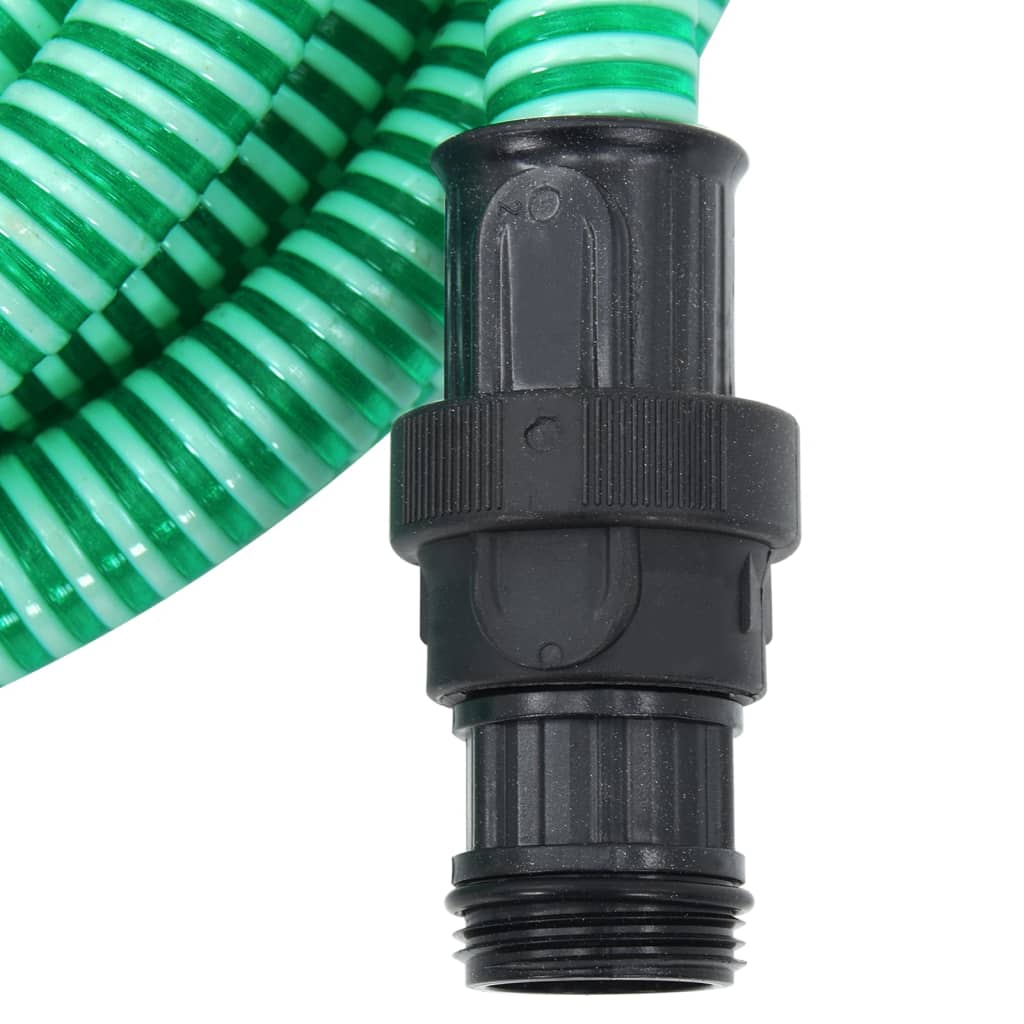 vidaXL Sesalna cev s PVC priključki zelena 1" 10 m PVC