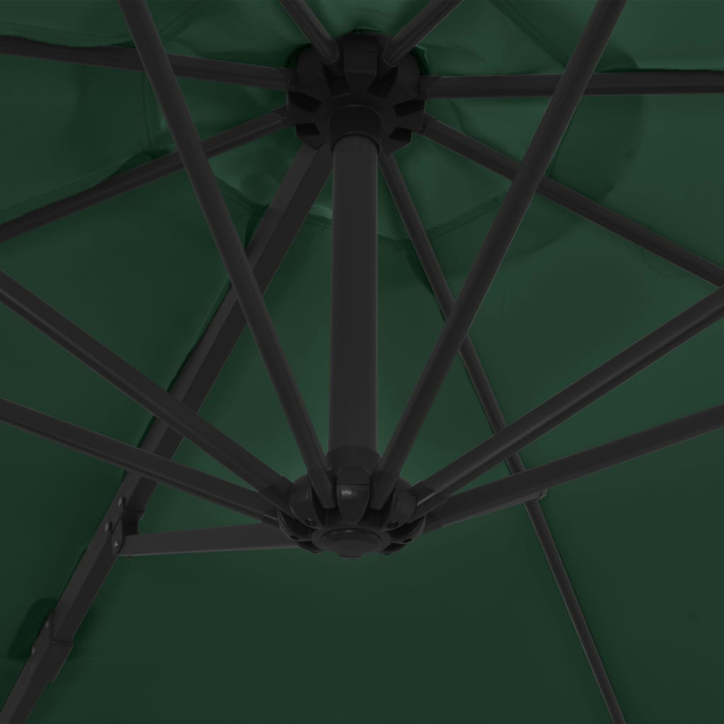 vidaXL Previsni senčnik z jeklenim drogom 300 cm zelen