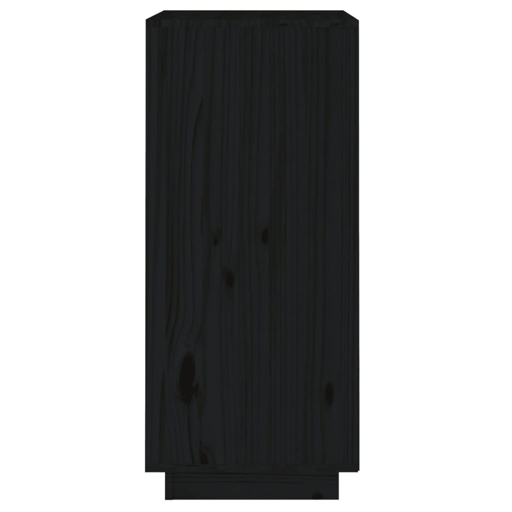 vidaXL Komoda črna 38x35x80 cm trdna borovina