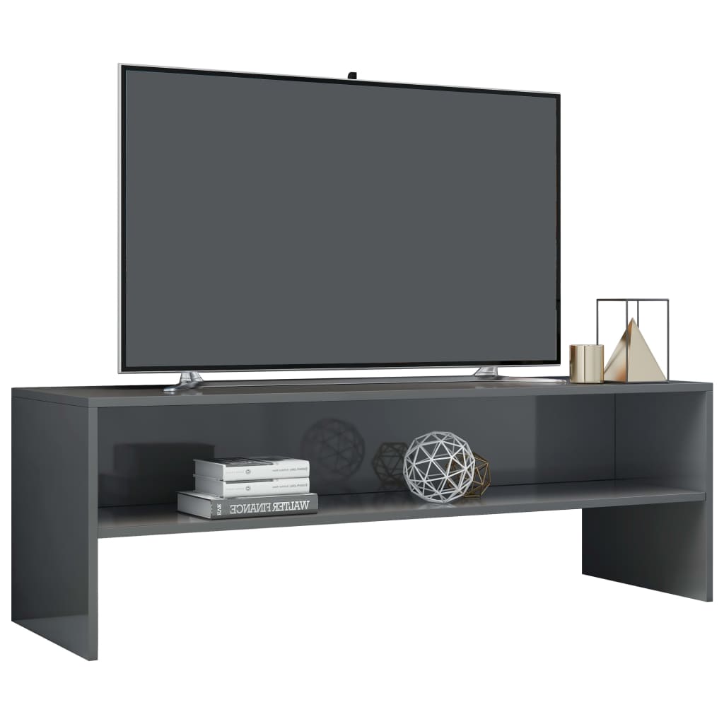 vidaXL TV omarica visok sijaj siva 120x40x40 cm iverna plošča