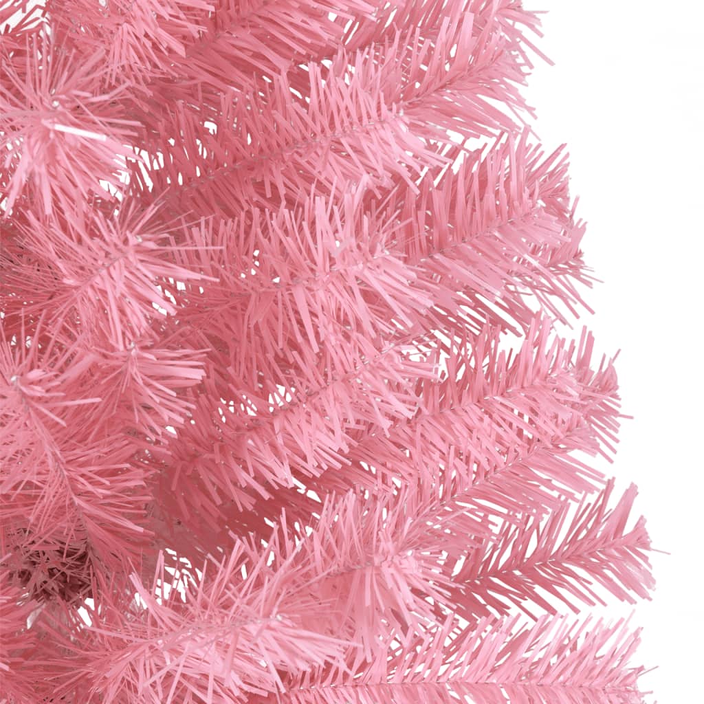vidaXL Umetna polovična novoletna jelka s stojalom roza 240 cm PVC