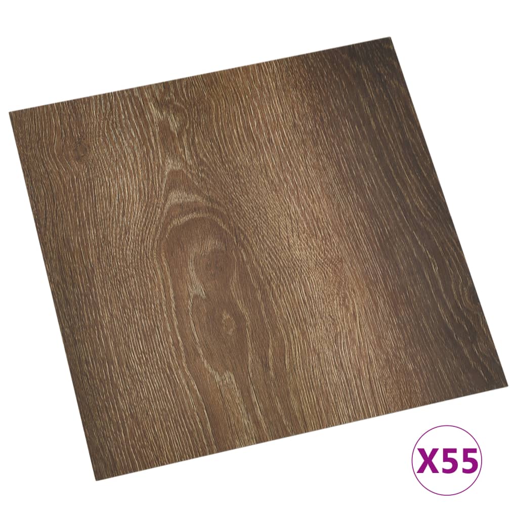 vidaXL Samolepilne talne plošče 55 kosov PVC 5,11 m² rjave