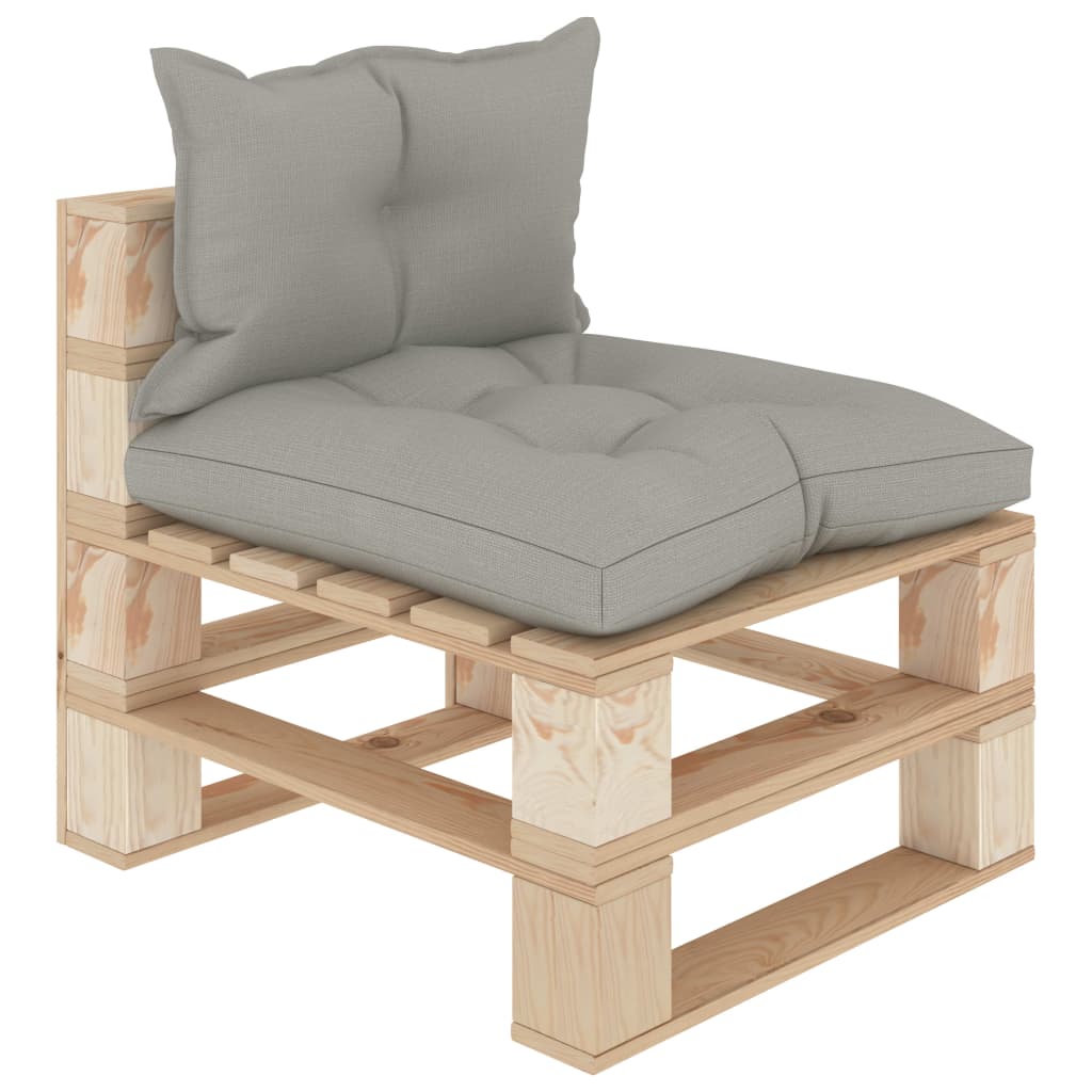vidaXL Vrtni sredinski kavč iz palet s taupe blazinami lesen