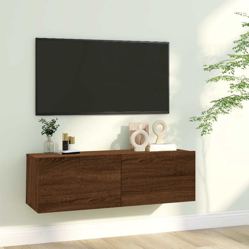 vidaXL Stenska TV omarica rjavi hrast 100x30x30 cm konstruiran les