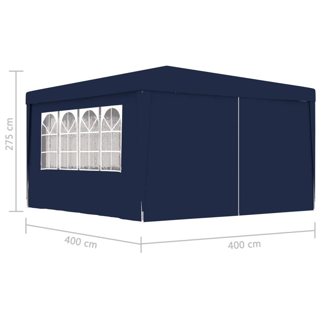 vidaXL Profesionalen vrtni šotor s stranicami 4x4 m moder 90 g/m²