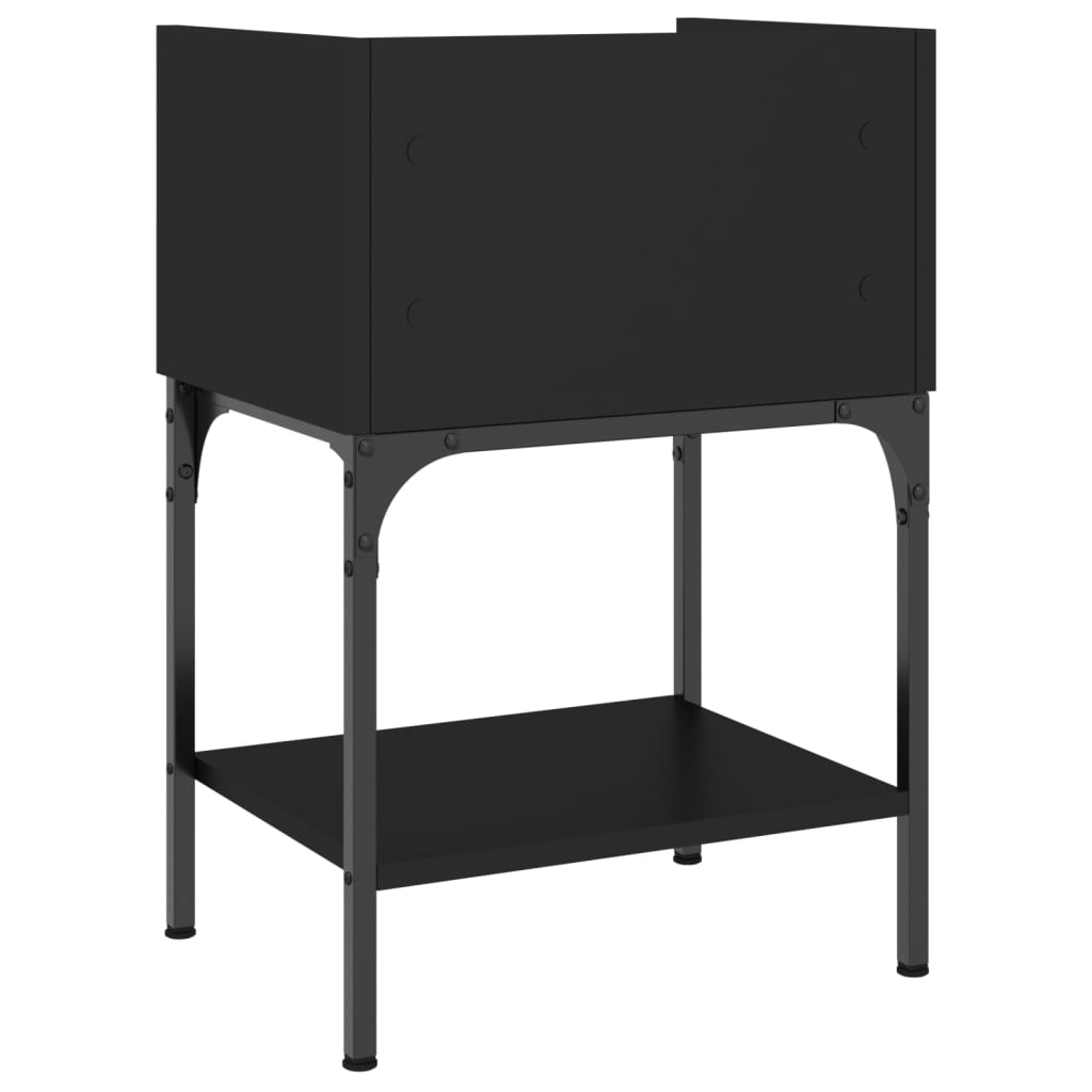 vidaXL Nočna mizica črna 40,5x31x60 cm inženirski les