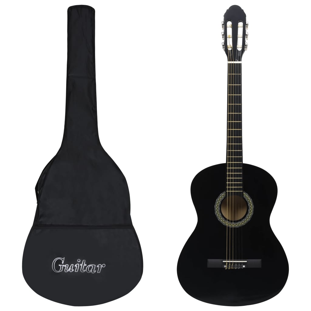 vidaXL Klasična kitara za začetnike s torbo črna 4/4 39"