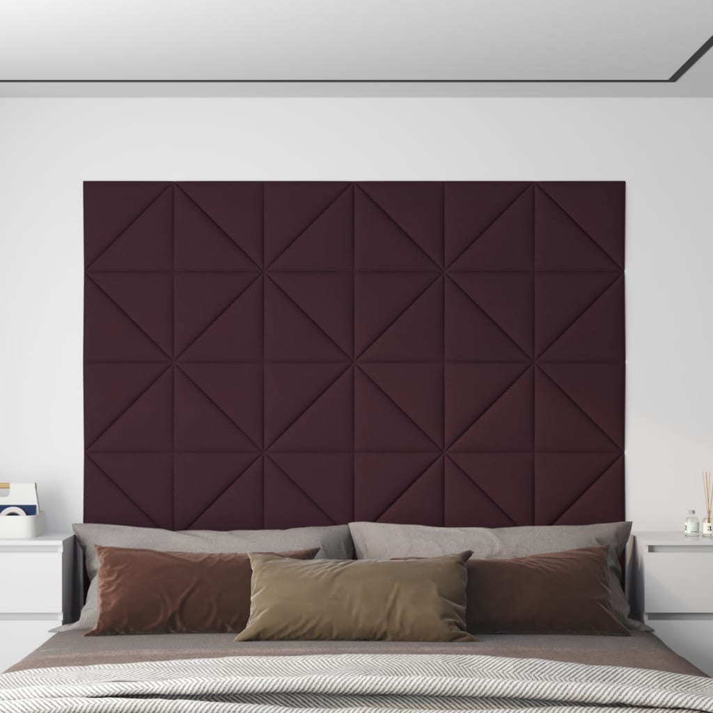 vidaXL Stenski paneli 12 kosov vijolični 30x30 cm blago 0,54 m²