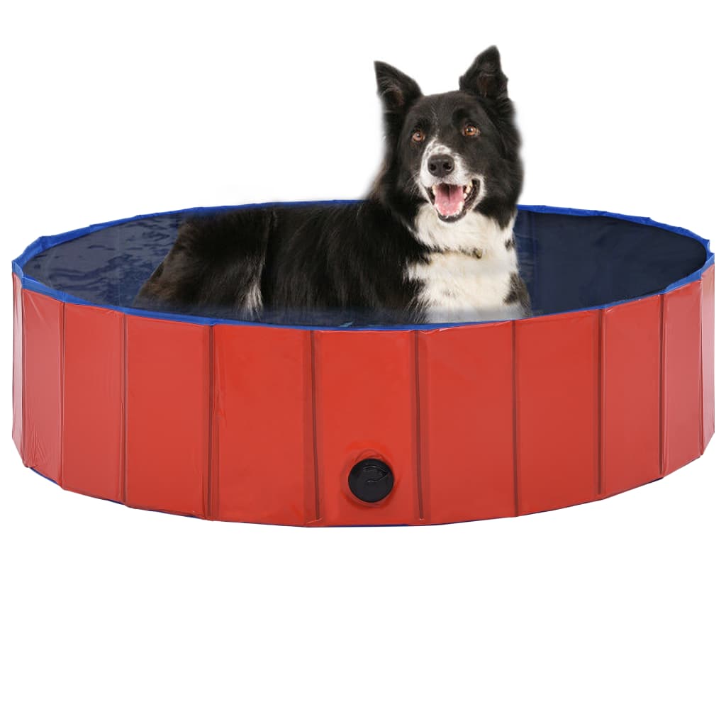 vidaXL Zložljiv bazen za pse rdeč 120x30 cm PVC