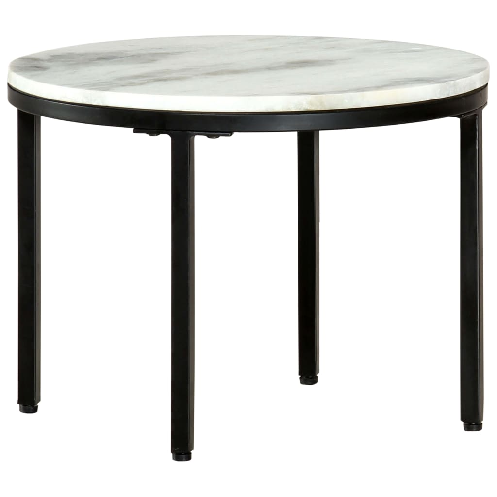 vidaXL Klubska mizica bela in črna Ø50 cm pravi trdi marmor