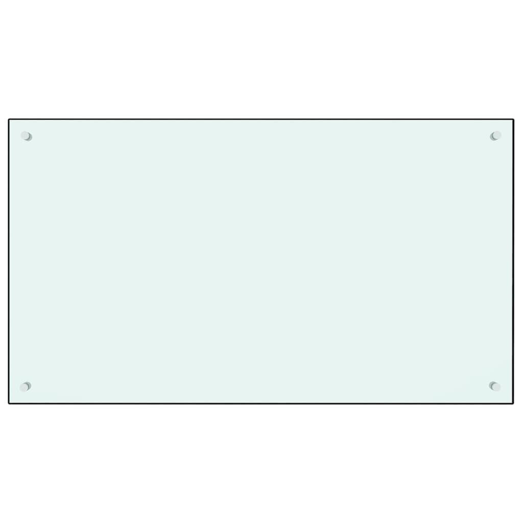 vidaXL Kuhinjska zaščitna obloga bela 100x60 cm kaljeno steklo