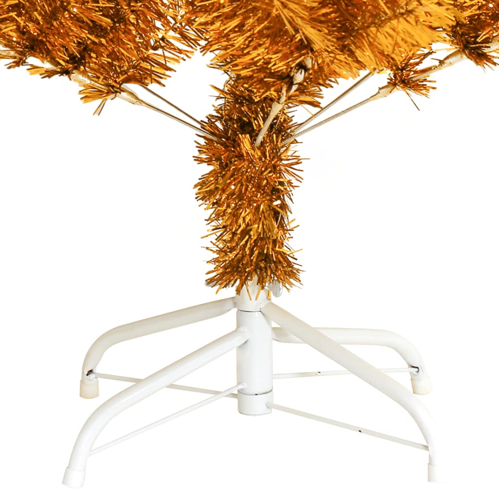 vidaXL Umetna novoletna jelka s stojalom zlata 120 cm PET