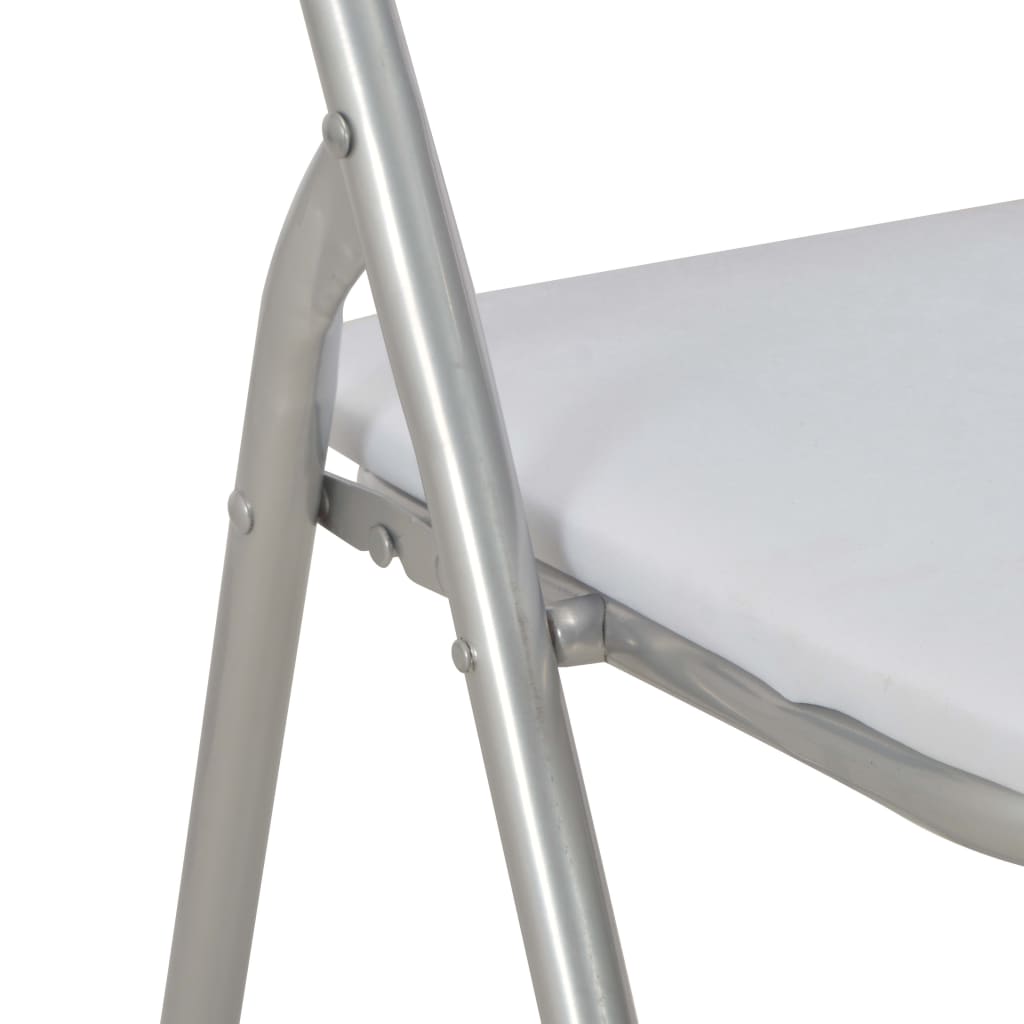 vidaXL Zložljivi jedilni stoli 2 kosa belo umetno usnje