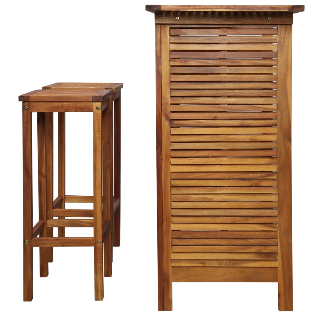 vidaXL Barska miza in stoli 3 kosi trden akacijev les