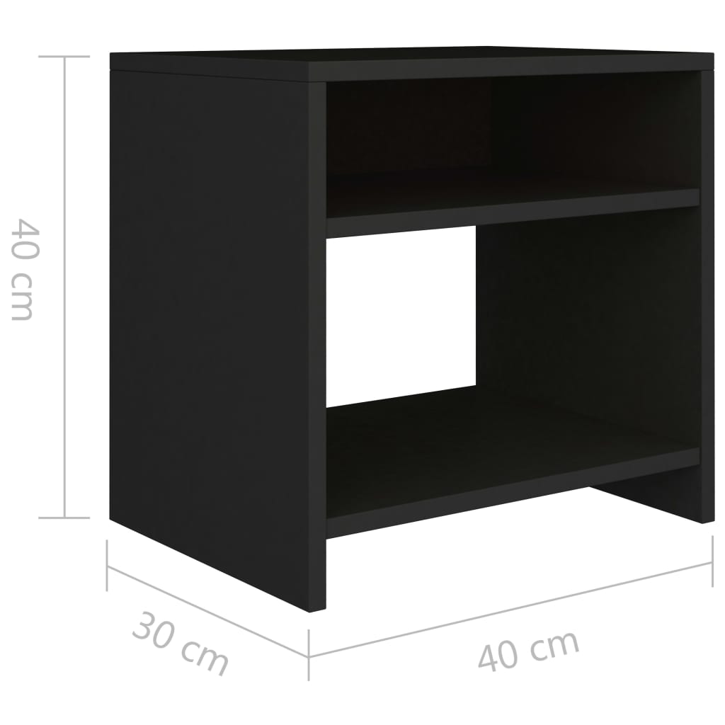 vidaXL Nočna omarica črna 40x30x40 cm iverna plošča