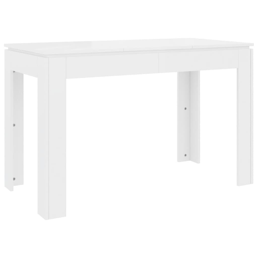 vidaXL Jedilna miza visok sijaj bela 120x60x76 cm iverna plošča