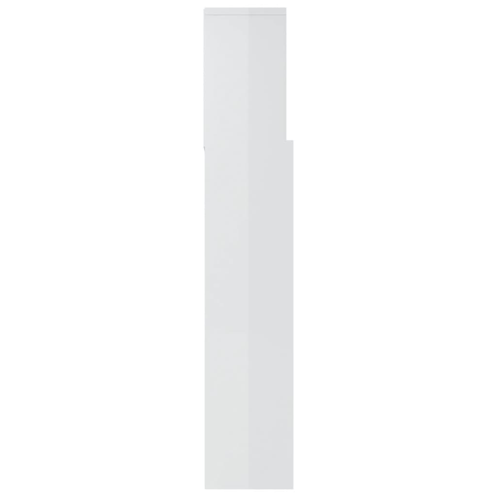 vidaXL Vzglavna omarica visok sijaj bela 180x19x103,5 cm