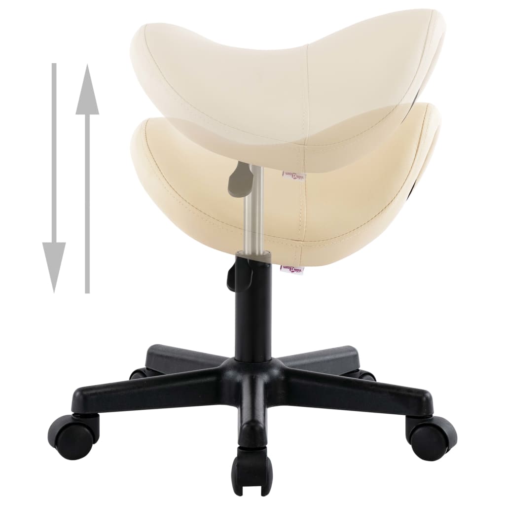 vidaXL Delovni stolček krem umetno usnje