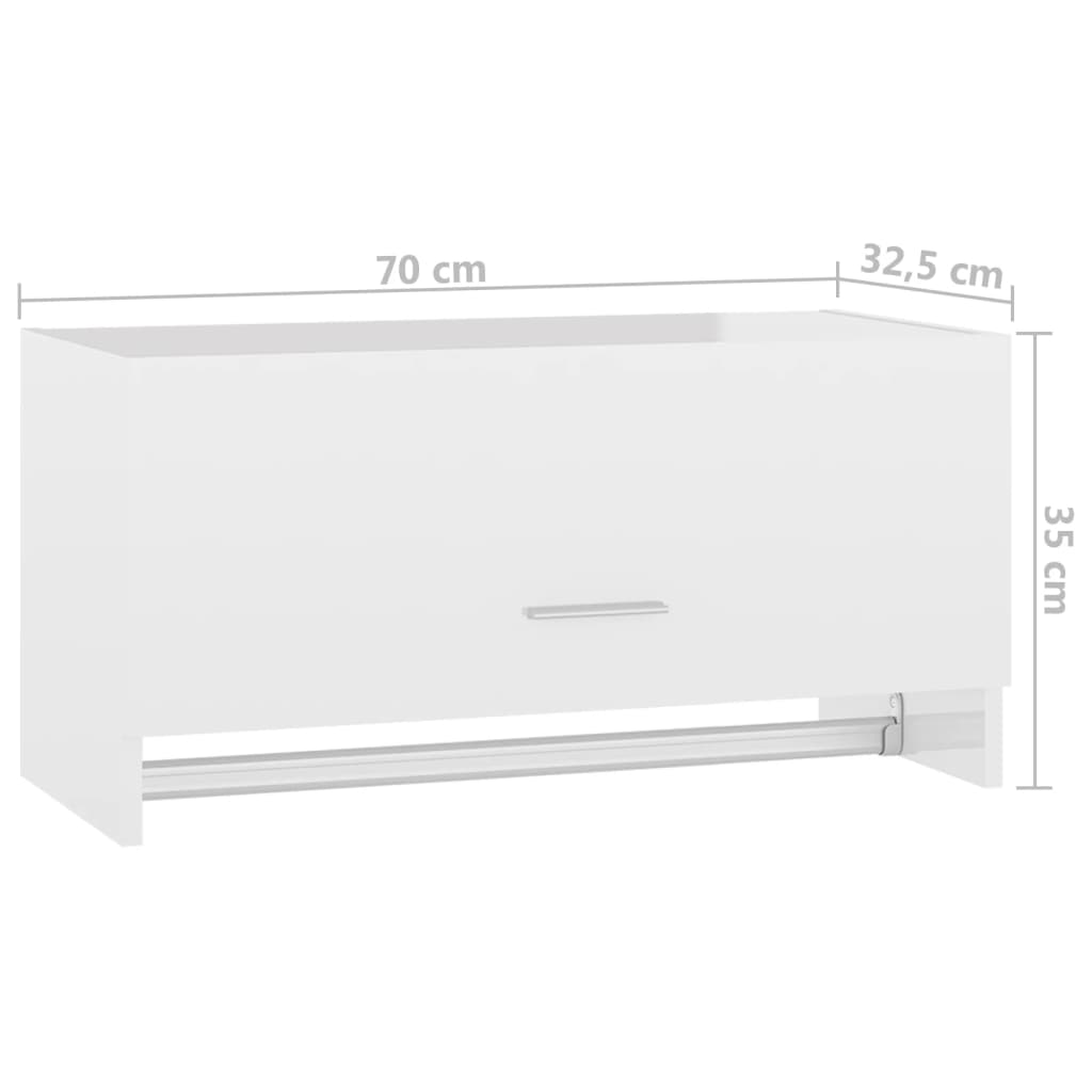 vidaXL Garderobna omara visok sijaj bela 70x32,5x35 cm iverna pl.