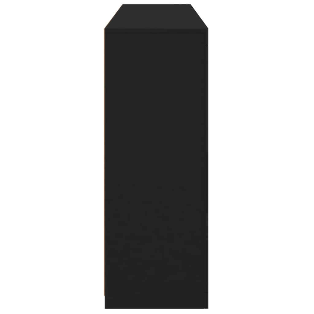 vidaXL Komoda z LED diodami 3 kosi črn inženirski les