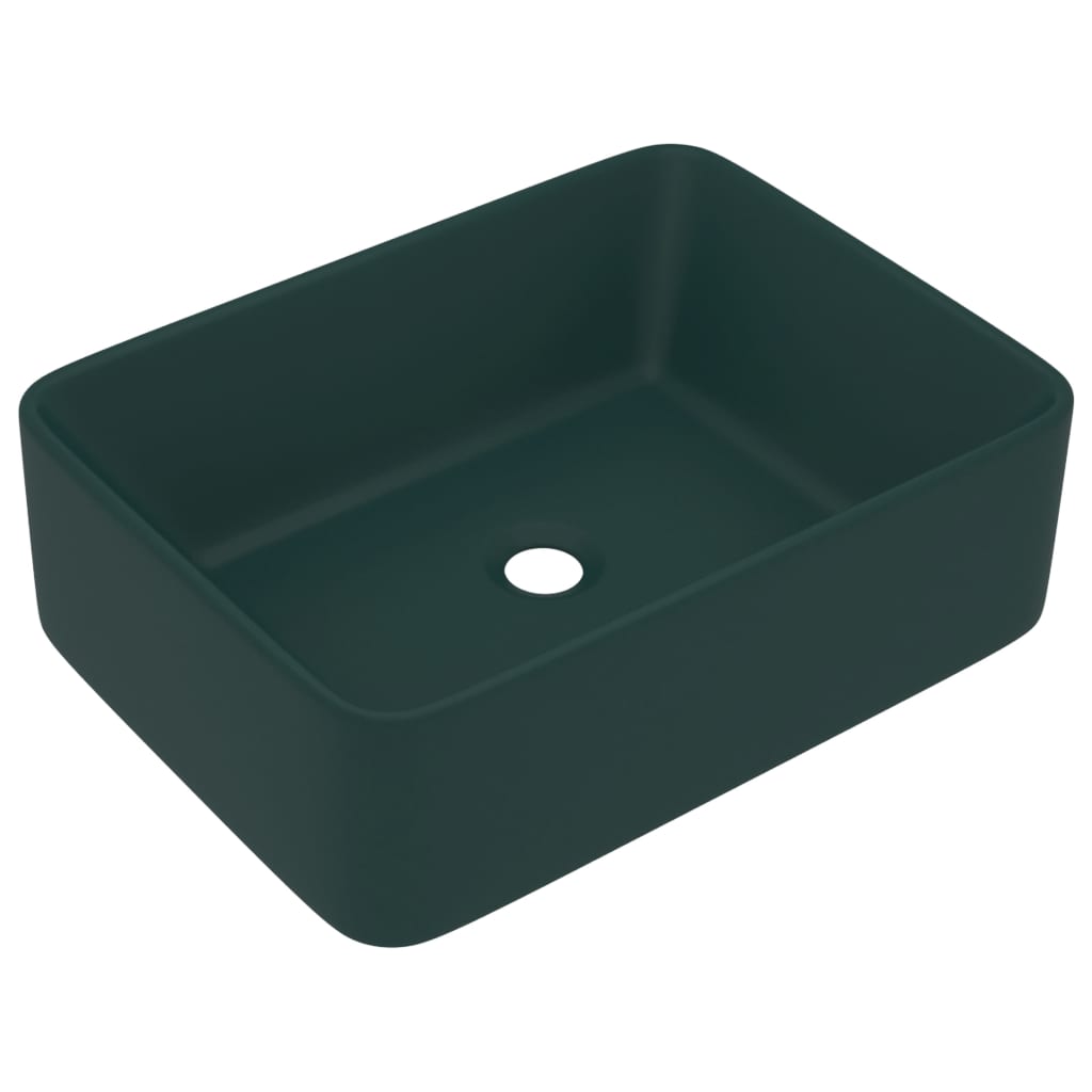 vidaXL Luksuzni umivalnik mat temno zelen 41x30x12 cm keramičen