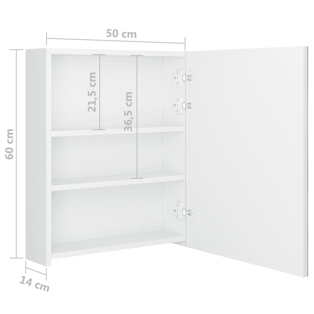 vidaXL LED kopalniška omarica z ogledalom sijoče bela 50x14x60 cm