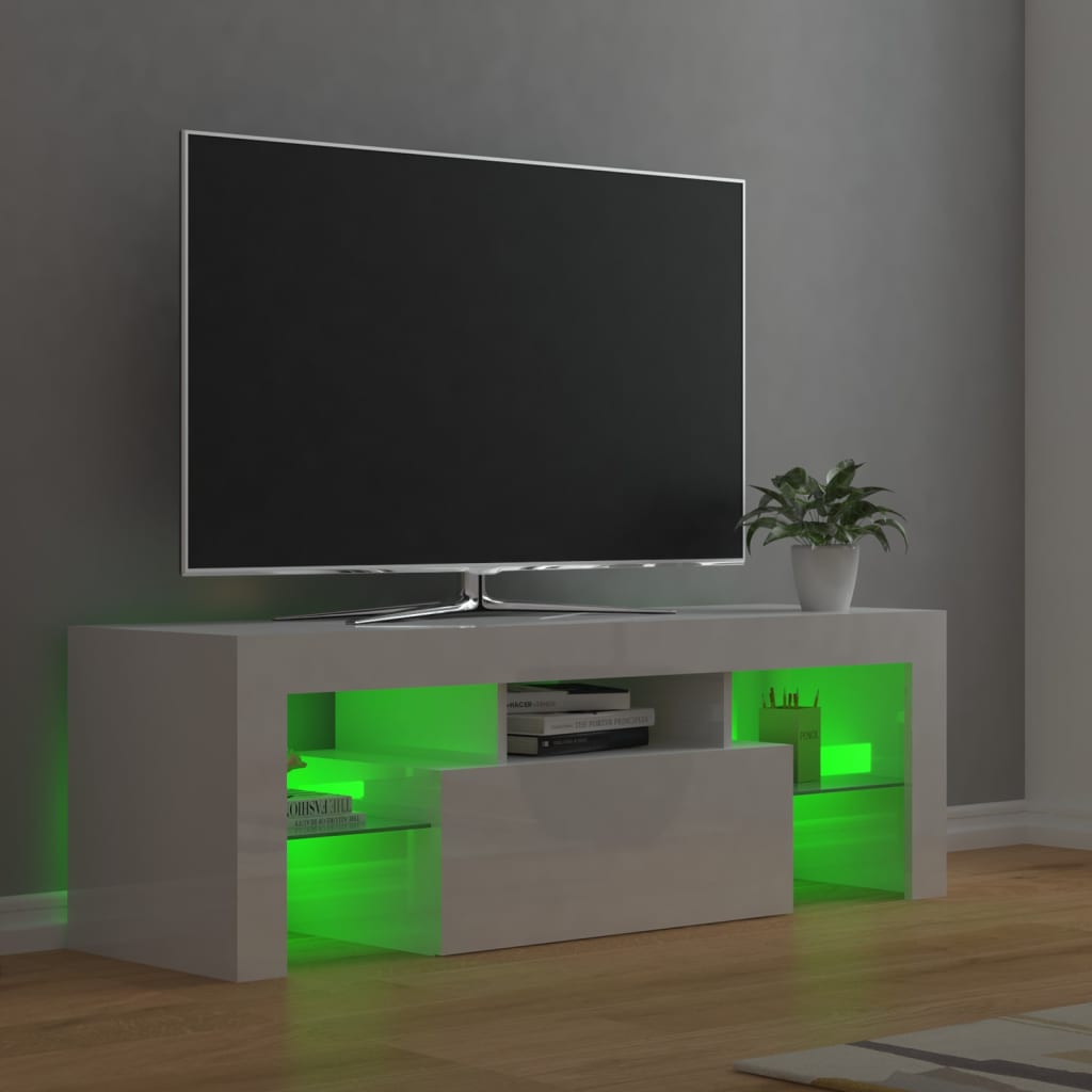 vidaXL TV omarica z LED lučkami visok sijaj bela 120x35x40 cm