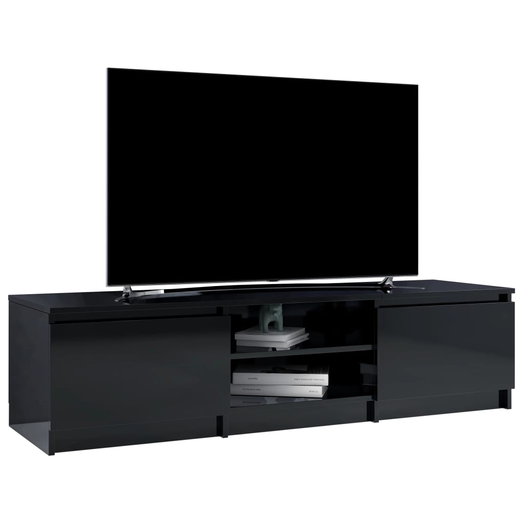 vidaXL TV omarica visok sijaj črna 140x40x35,5 cm iverna plošča