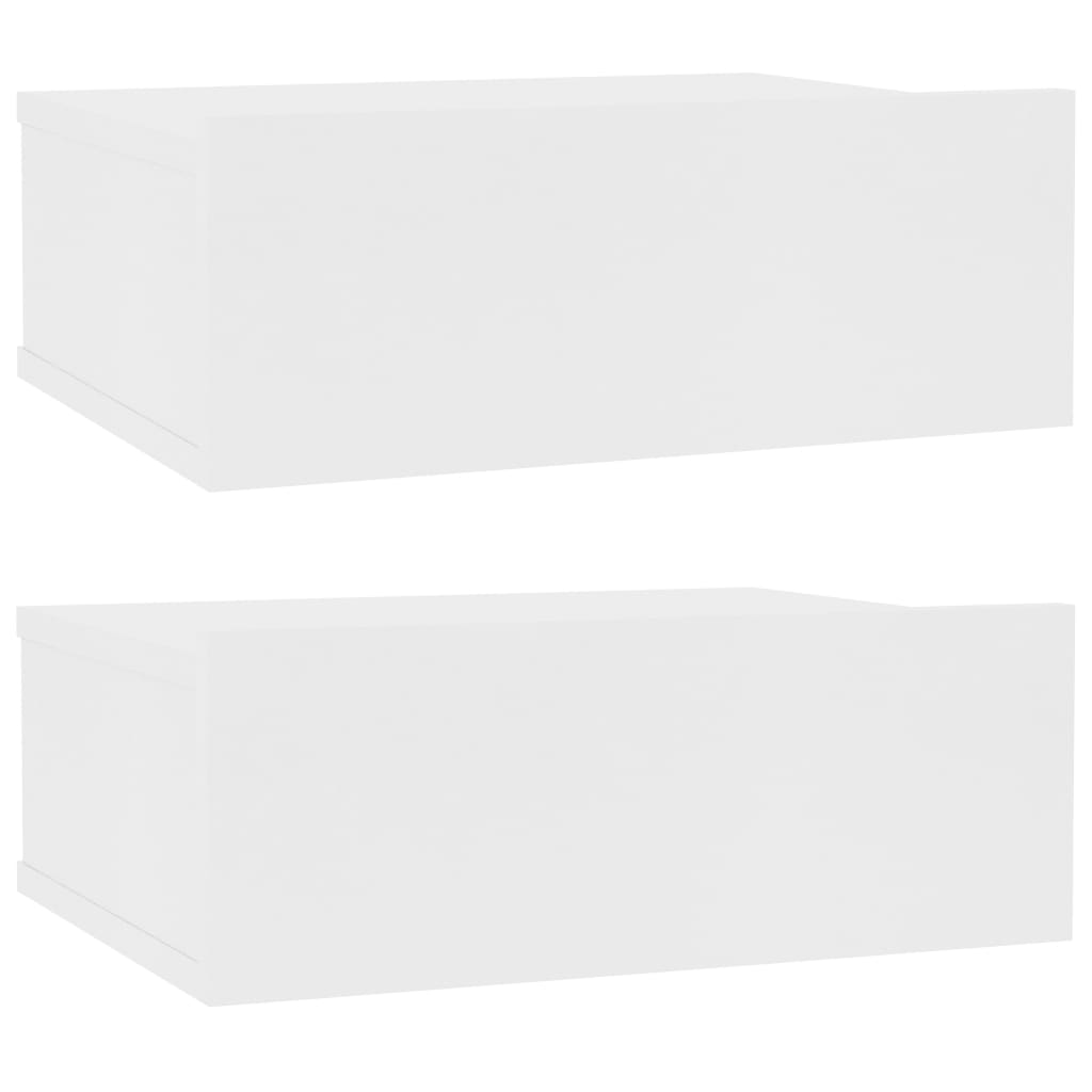 vidaXL Stenske nočne omarice 2 kosa bele 40x30x15 cm iverna plošča