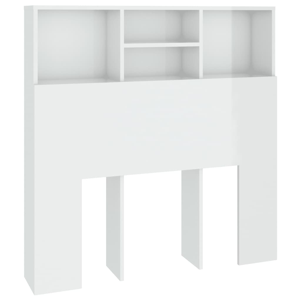 vidaXL Vzglavna omarica visok sijaj bela 100x19x103,5 cm