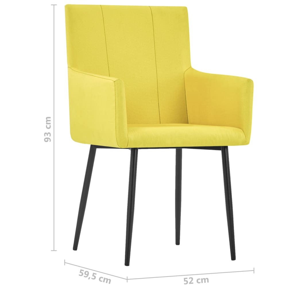 vidaXL Jedilni stoli z naslonjali za roke 2 kosa rumeno blago