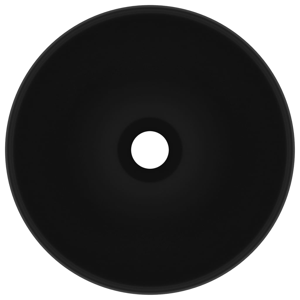 vidaXL Razkošen umivalnik okrogel mat črn 32,5x14 cm keramičen