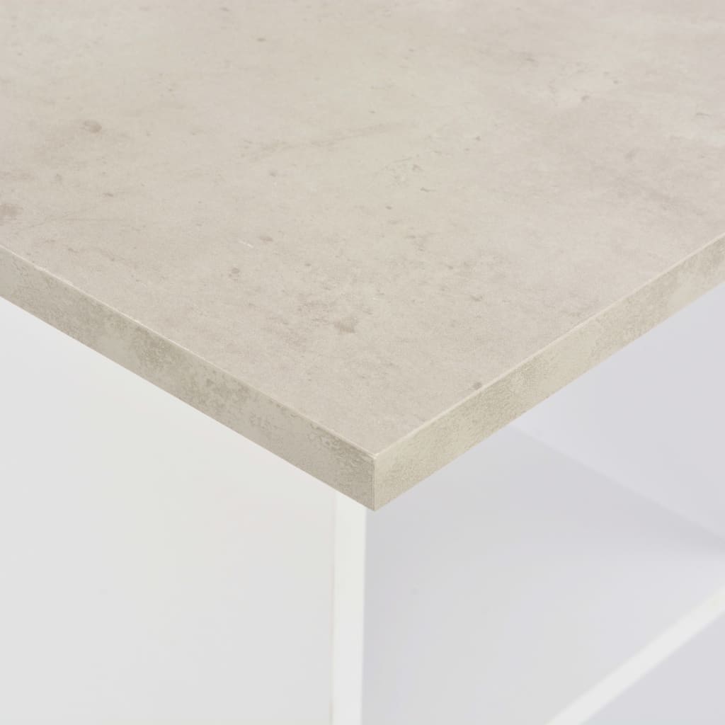 vidaXL Barska miza bela in betonska 60x60x110 cm