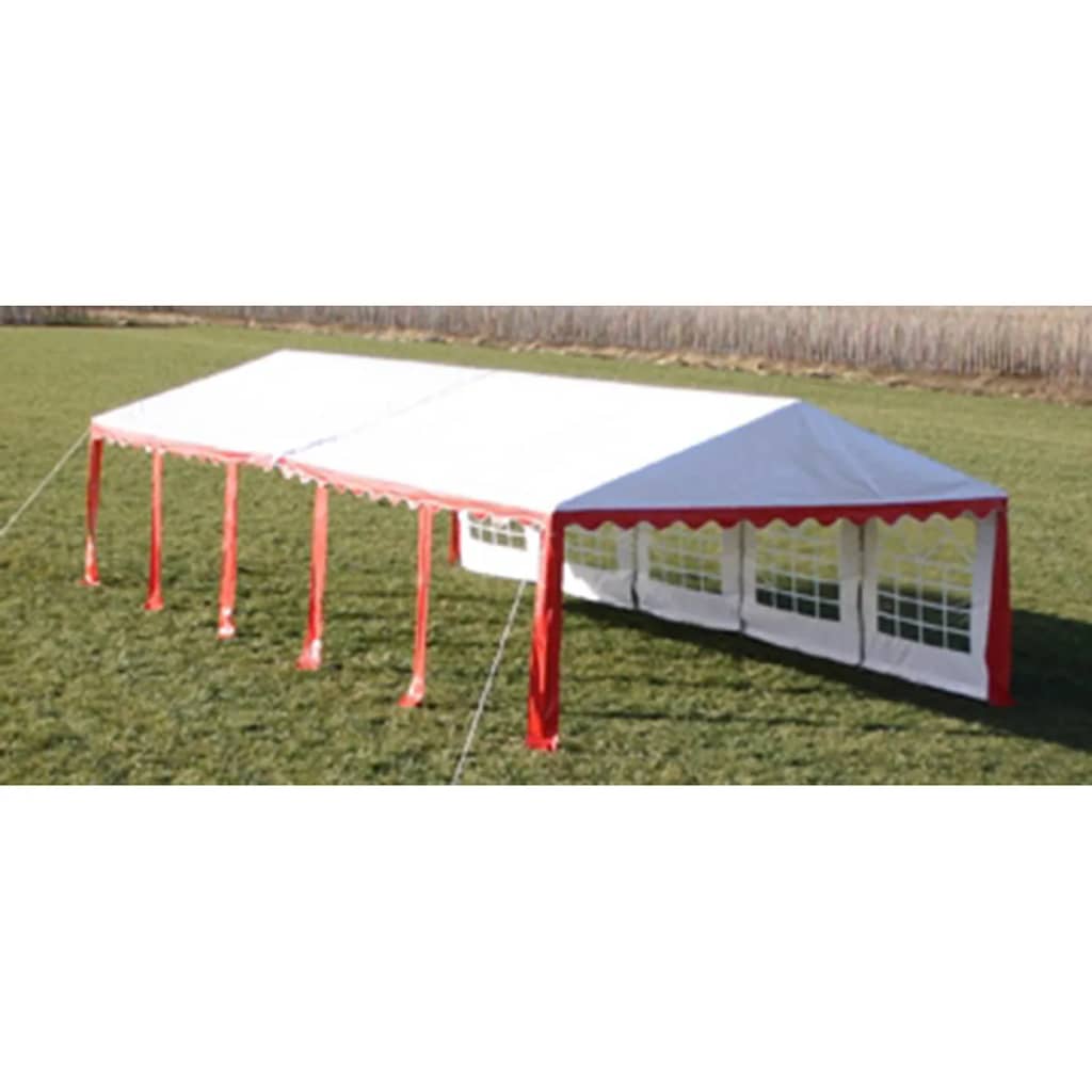 Prireditveni šotor s stranskimi stranicami in streho 10 x 5m Rdeče-bel