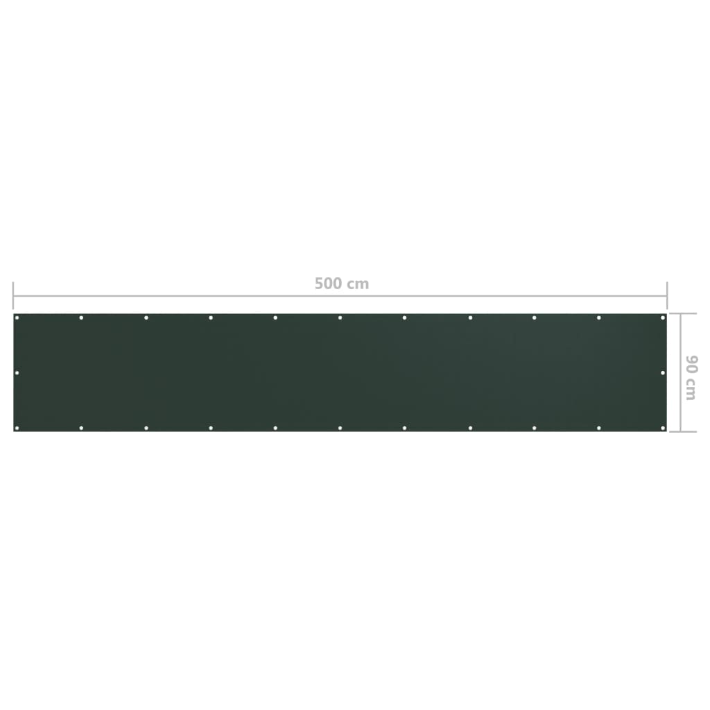 vidaXL Balkonsko platno temno zeleno 90x500 cm oksford blago