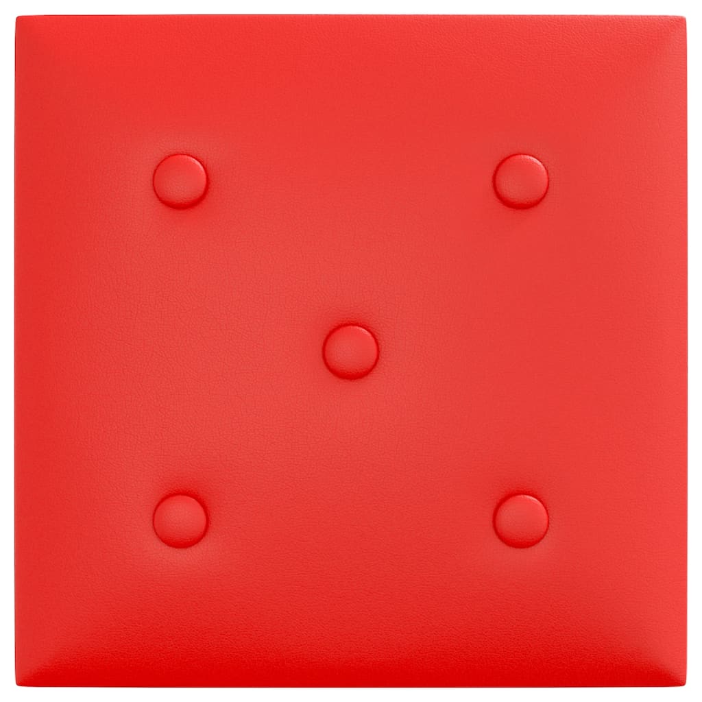 vidaXL Stenski paneli 12 kosov rdeči 30x30 cm umetno usnje 1,08 m²