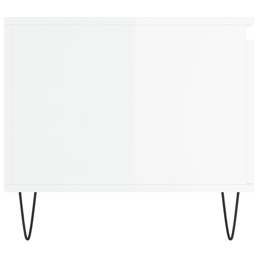 vidaXL Klubska mizica visok sijaj bela 100x50x45 cm inženirski les