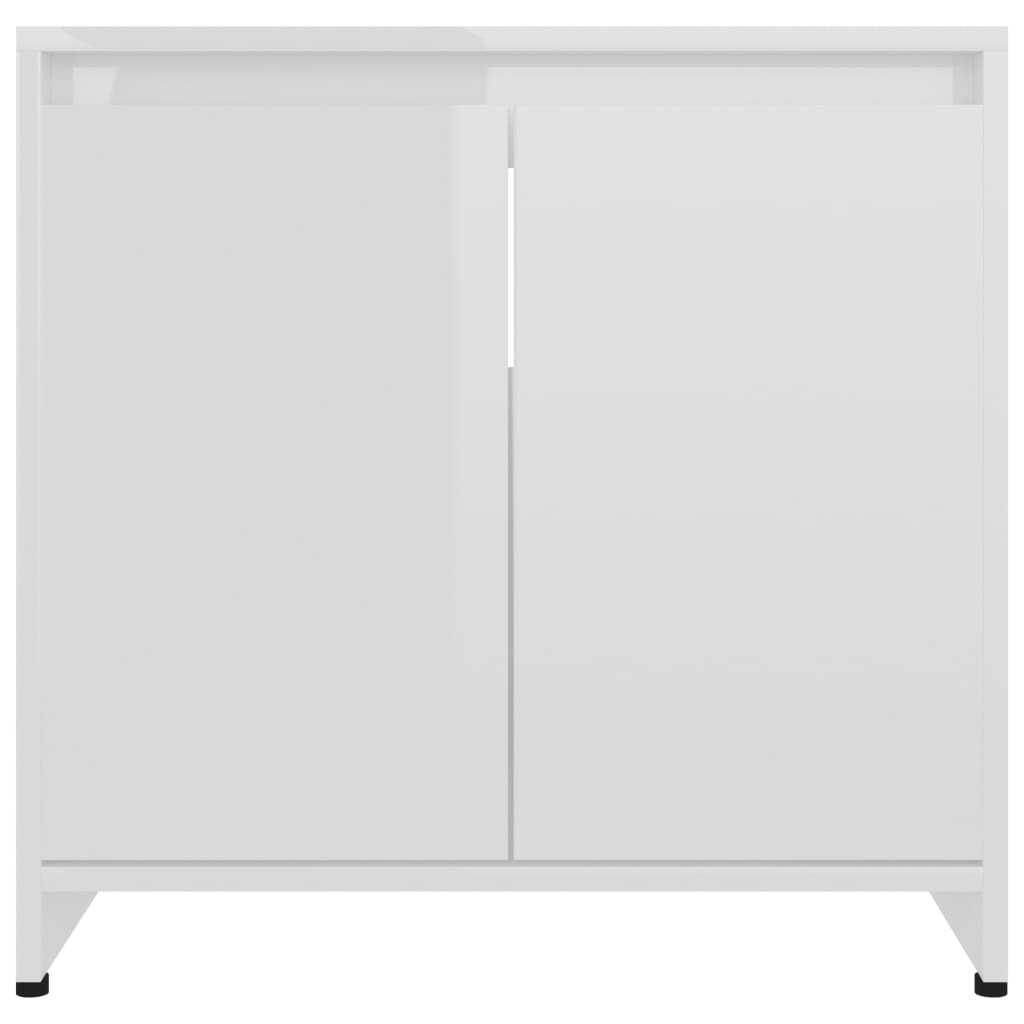 vidaXL Kopalniška omarica visok sijaj bela 60x33x61 cm iverna plošča