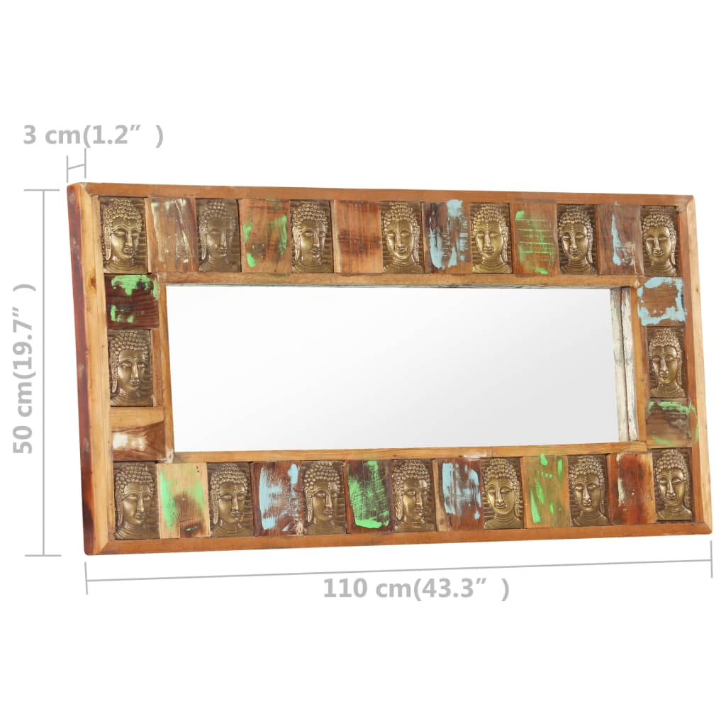 vidaXL Ogledalo z Budo 110x50 cm trden predelan les