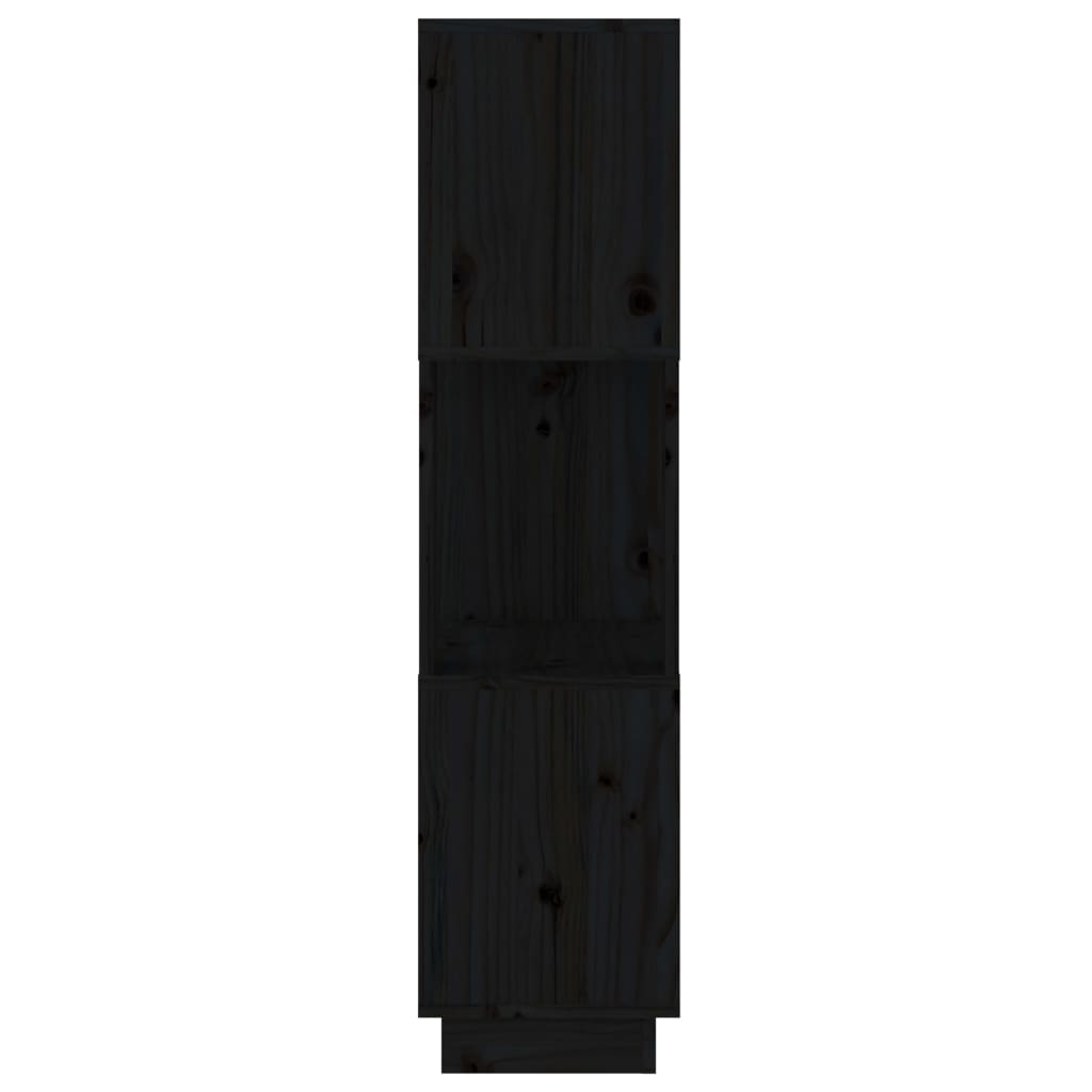 vidaXL Knjižna omara/pregrada črna 51x25x101 cm trdna borovina
