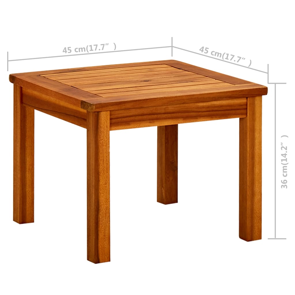 vidaXL Vrtna klubska mizica 45x45x36 cm trden akacijev les