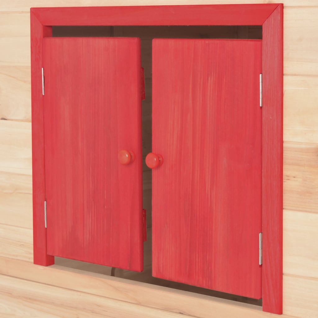 vidaXL Otroška igralna hišica iz lesa jelke rdeča