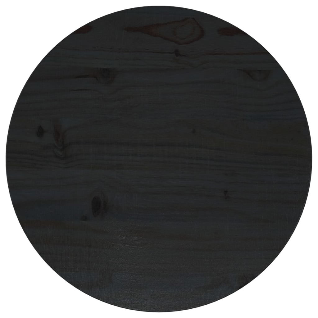 vidaXL Mizna plošča črna Ø40x2,5 cm trdna borovina