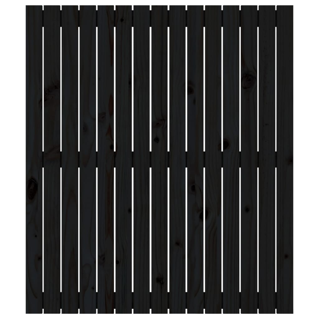 vidaXL Stensko posteljno vzglavje črno 95,5x3x110 cm trdna borovina