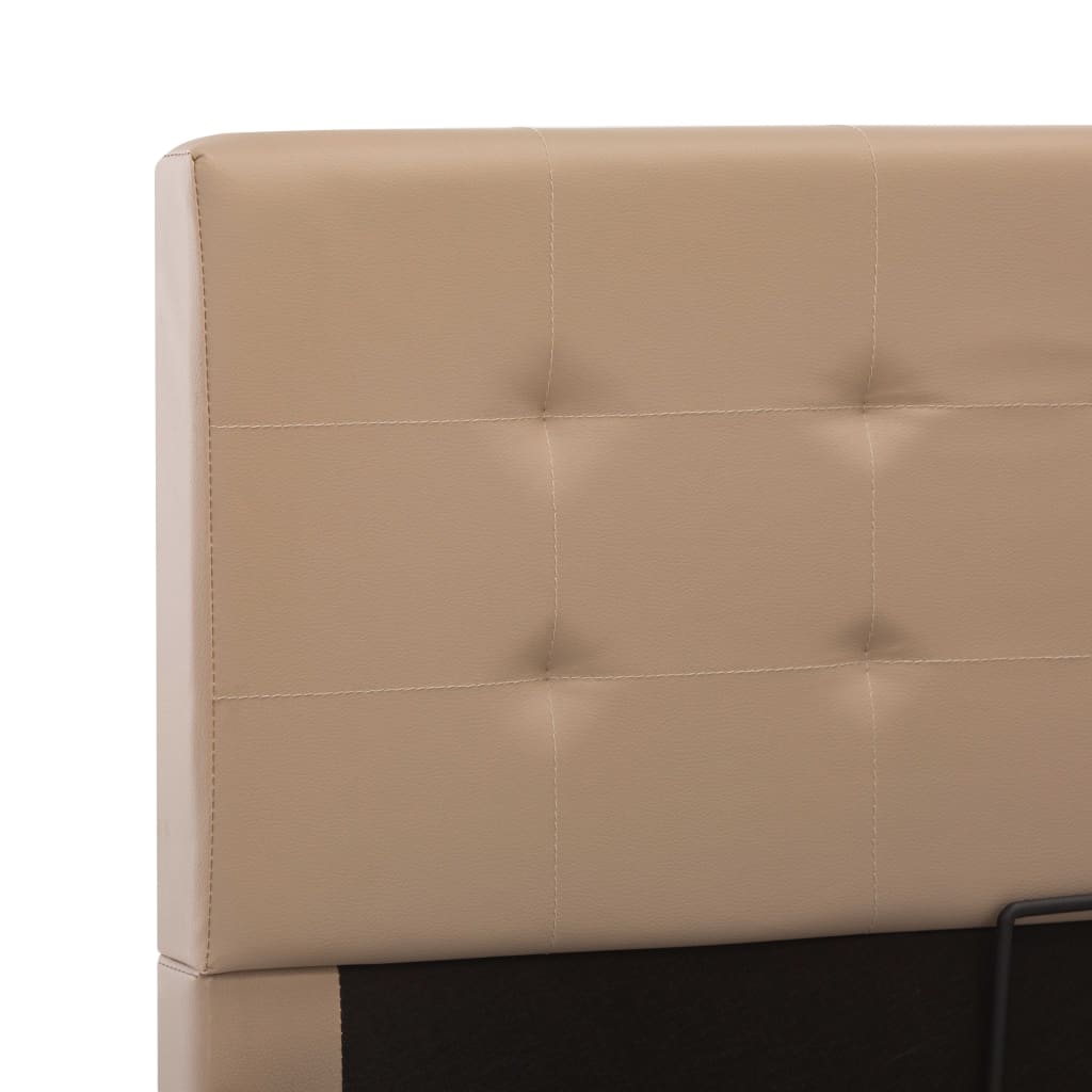 vidaXL Dvižni posteljni okvir kapučino umetno usnje 160x200 cm