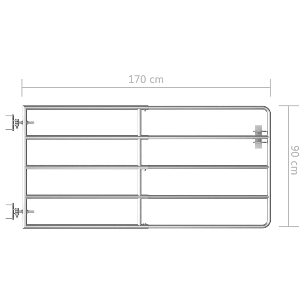 vidaXL Vrata za pašno ograjo s 5 prečkami (95-170)x90 cm srebrna