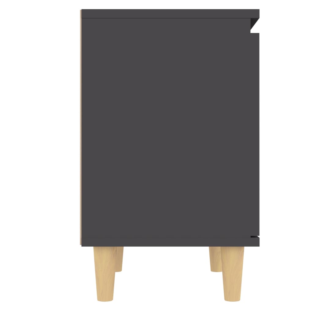 vidaXL Nočna omarica s trdnimi lesenimi nogami siva 40x30x50 cm