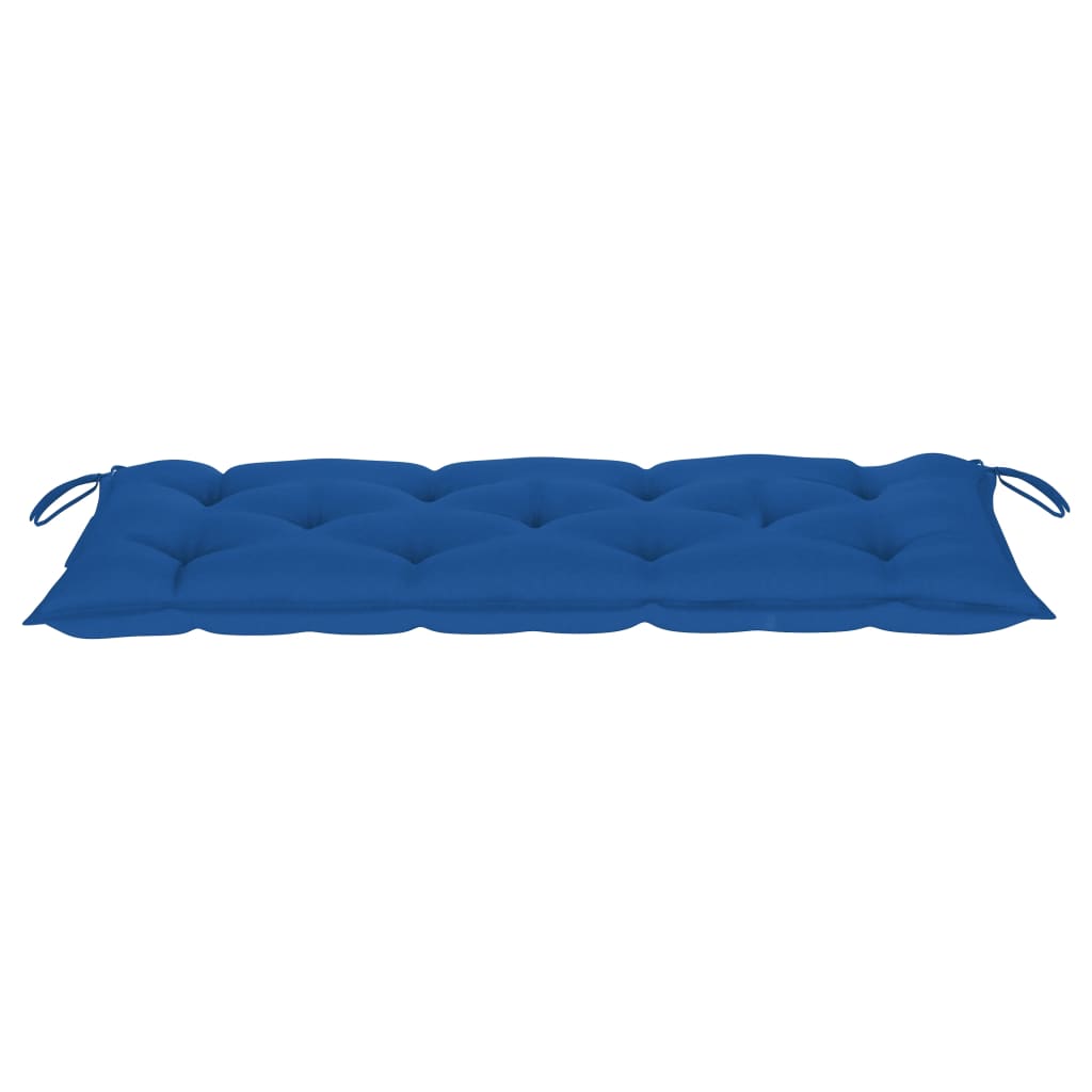 vidaXL Klop Batavia z modro blazino 120 cm trdna tikovina