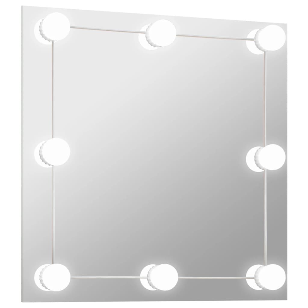 vidaXL Stensko ogledalo z LED lučkami kvadratno steklo