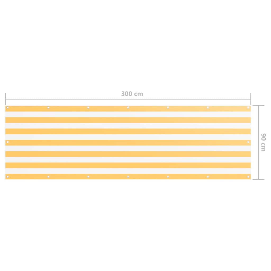 vidaXL Balkonsko platno belo in rumeno 90x300 cm oksford blago